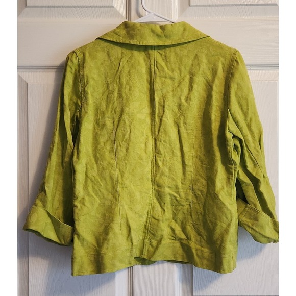 Evan Picone Green Linen Cropped Jacket Blazer, 6 Petite - Picture 4 of 4